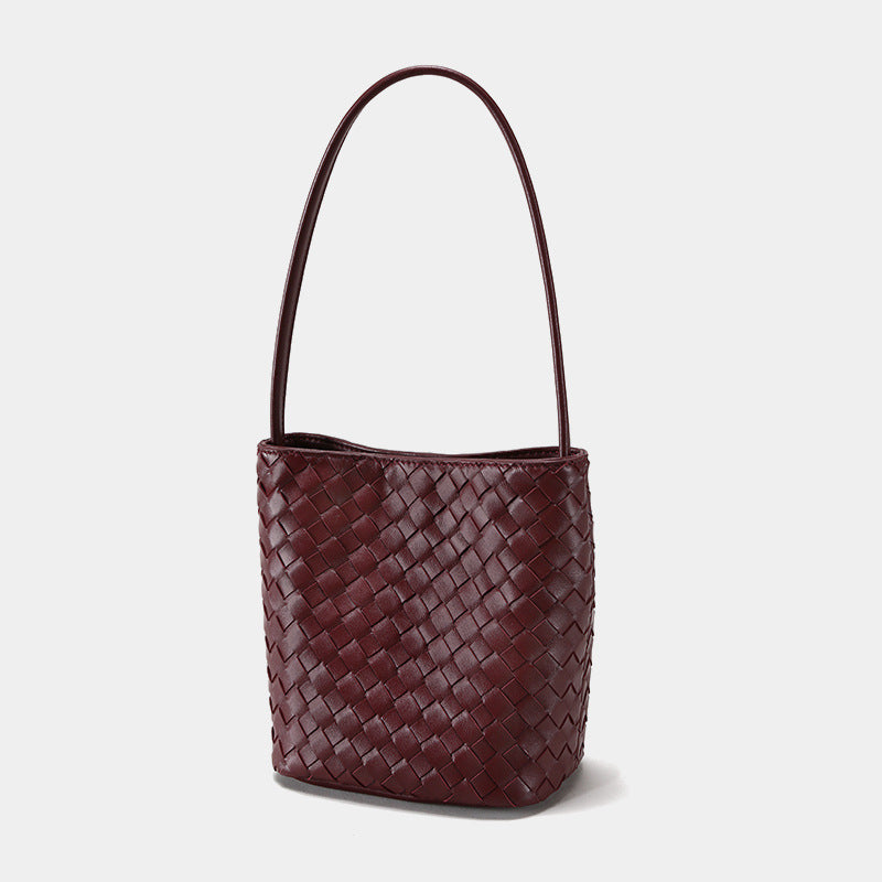 Sheepskin Hand-woven Retro Commuter Niche Korean Bucket Bags