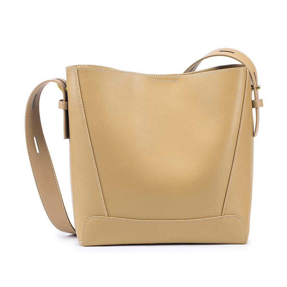 Women's Genuine Leather Niche High-grade Cowhide Exquisite Bucket Bags