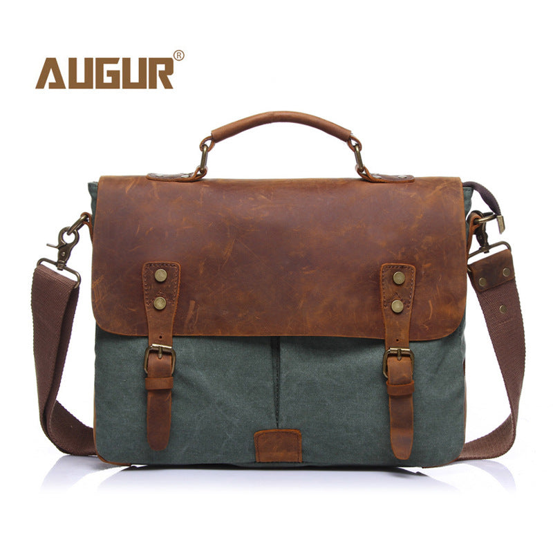 Men's Flying Vintage Canvas With Crazy Horse Men's Messenger Bags