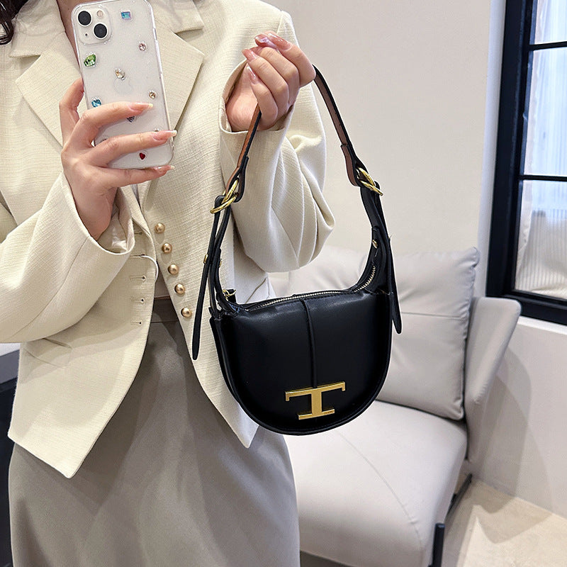 Genuine Leather Selenodont Design Half Month Bags