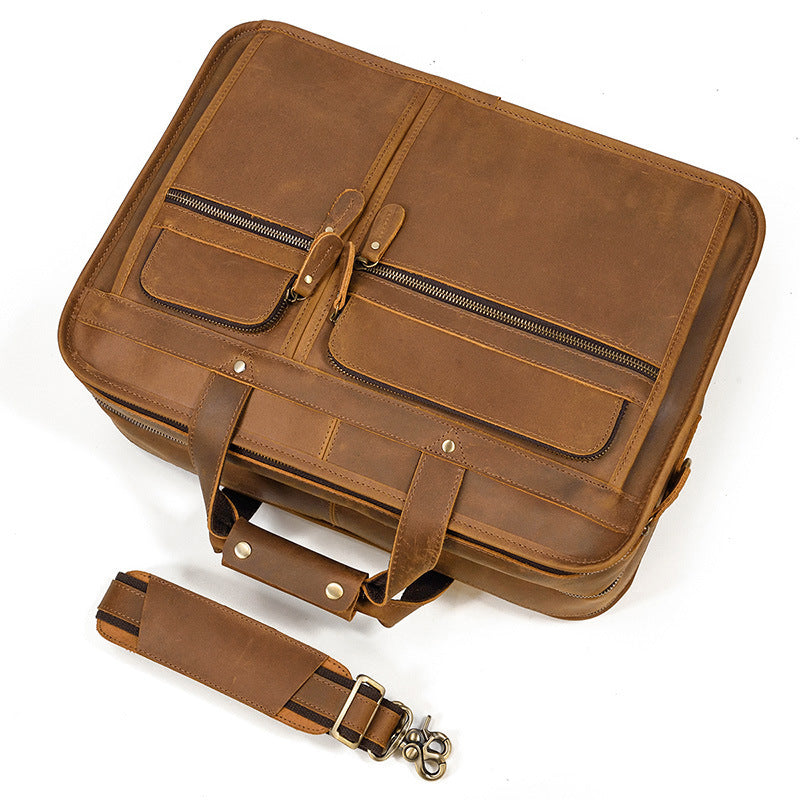 Men's Capacity Genuine Leather Retro Crazy Horse Men's Briefcases