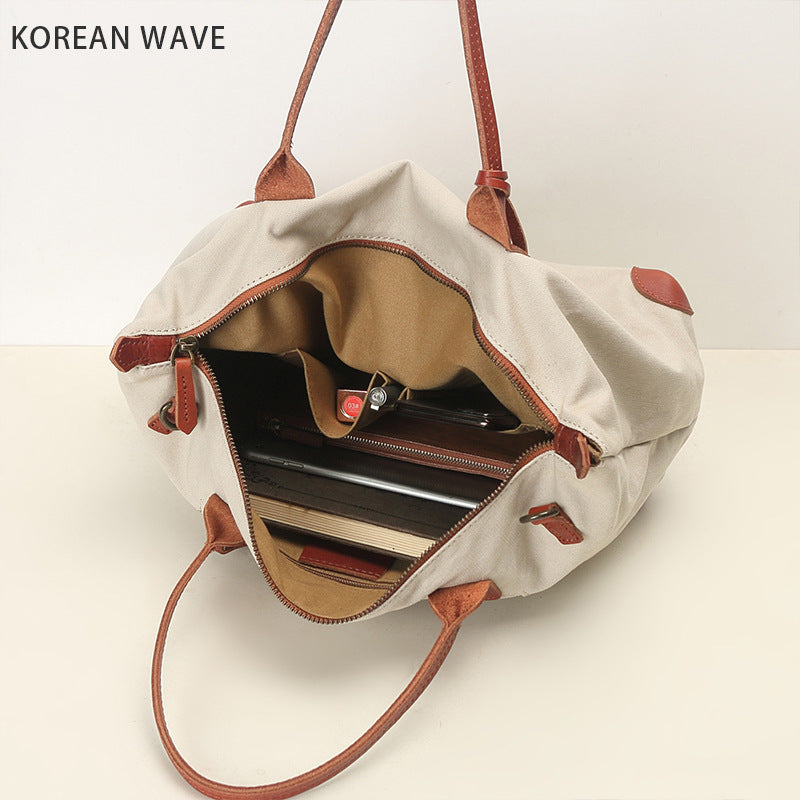 Women's With First Layer Cowhide Simple Large Shoulder Bags