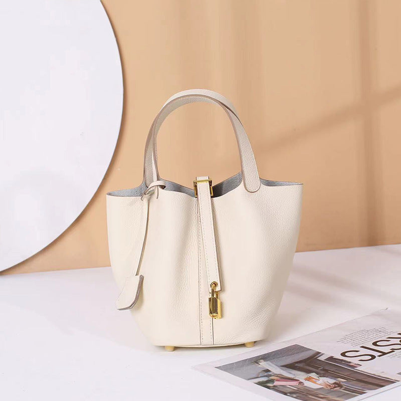 Women's Cowhide Genuine Leather Vegetable Basket Commuter Bags