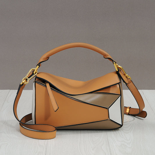 Women's Genuine Leather Geometric Size Rhombus Hand Crossbody Bags