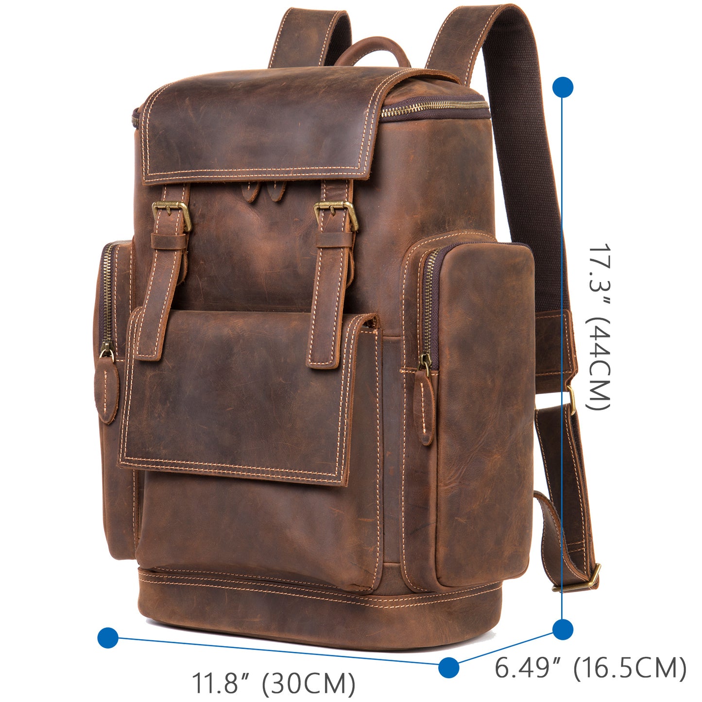 Men's Retro Crazy Horse Leather Inch First Backpacks
