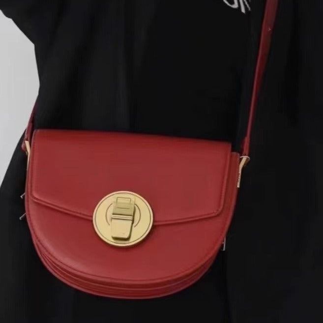 Cans Series Large Saddle Genuine Leather Crossbody Bags