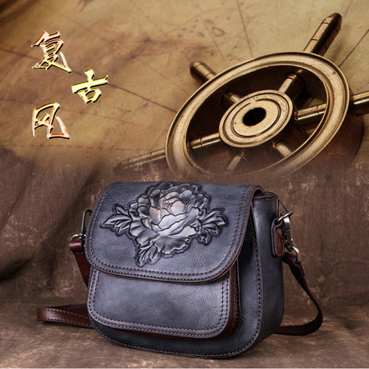 Leather Retro Chinese Style Embossed Handmade Bags
