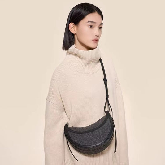 Knitted Stitching Canvas Minority Underarm Simple Crossbody Bags
