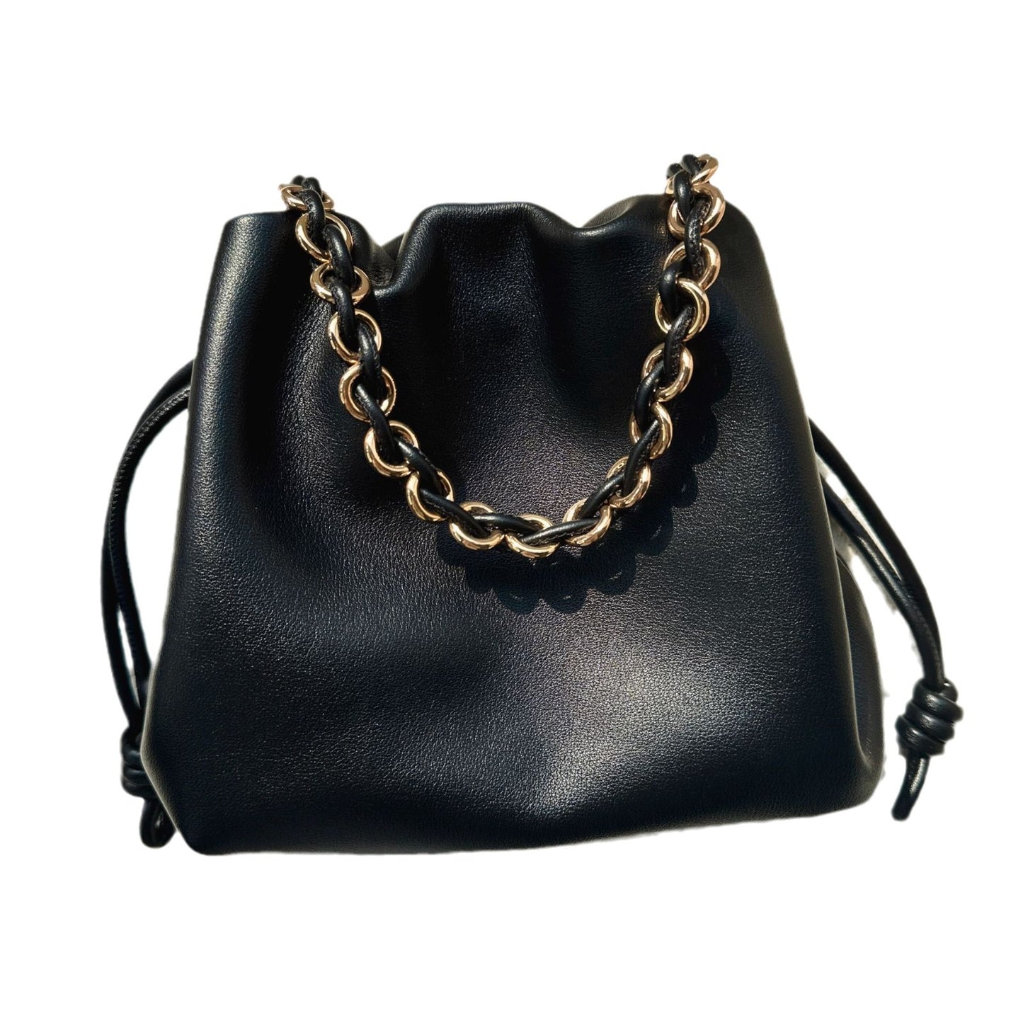 Mi Leather Drawstring Chain Lucky Cloud Bucket Bags