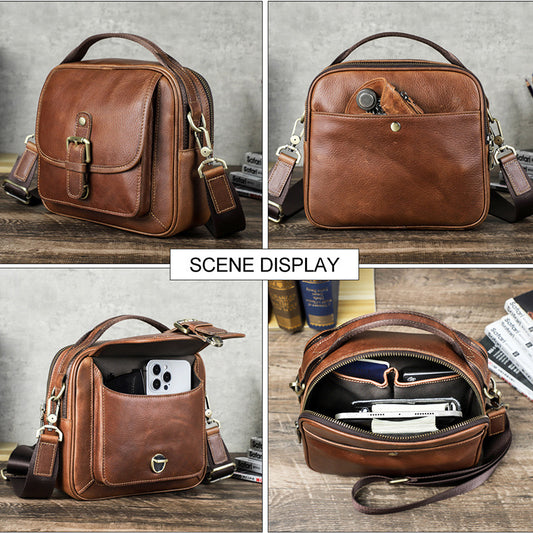 Men's Layer Cowhide Fashion Genuine Leather Light Men's Messenger Bags