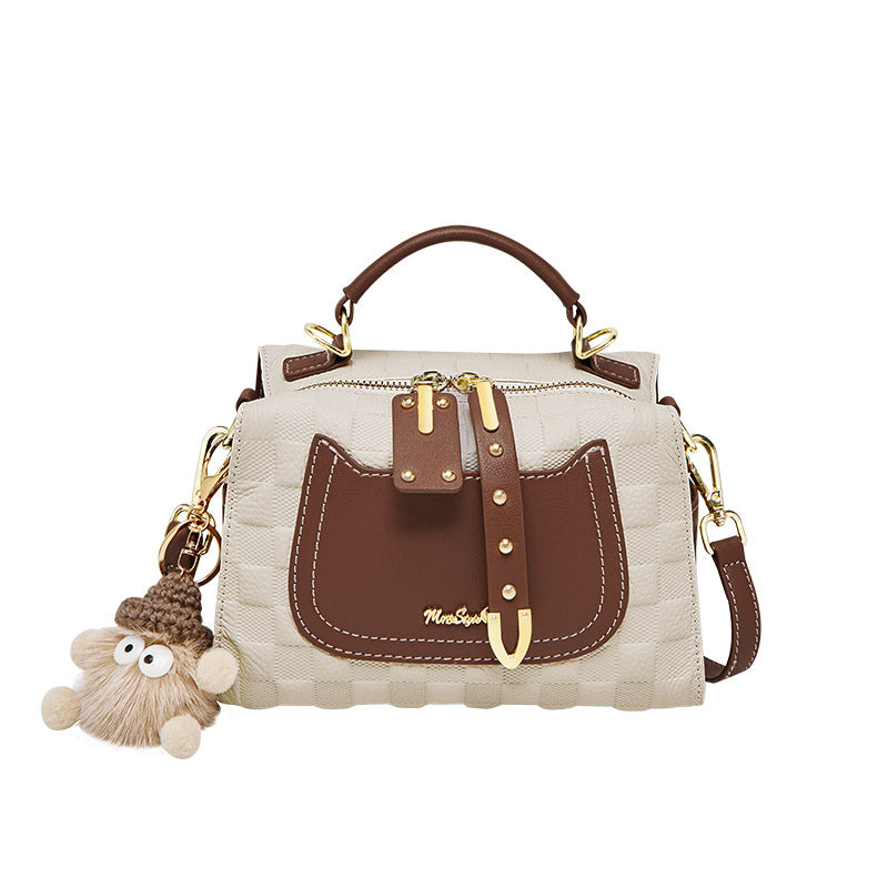 Women's Summer Boston Pillow Genuine Leather Handbags