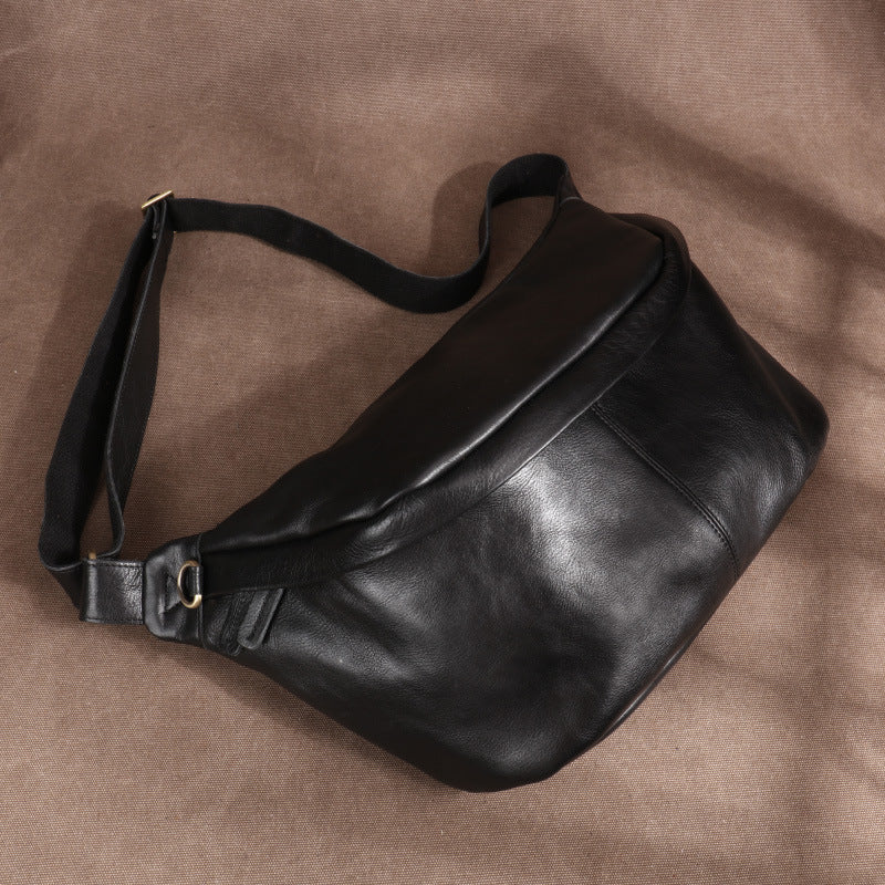 Men's First Layer Cowhide Vintage Genuine Leather Men's Chest Bags