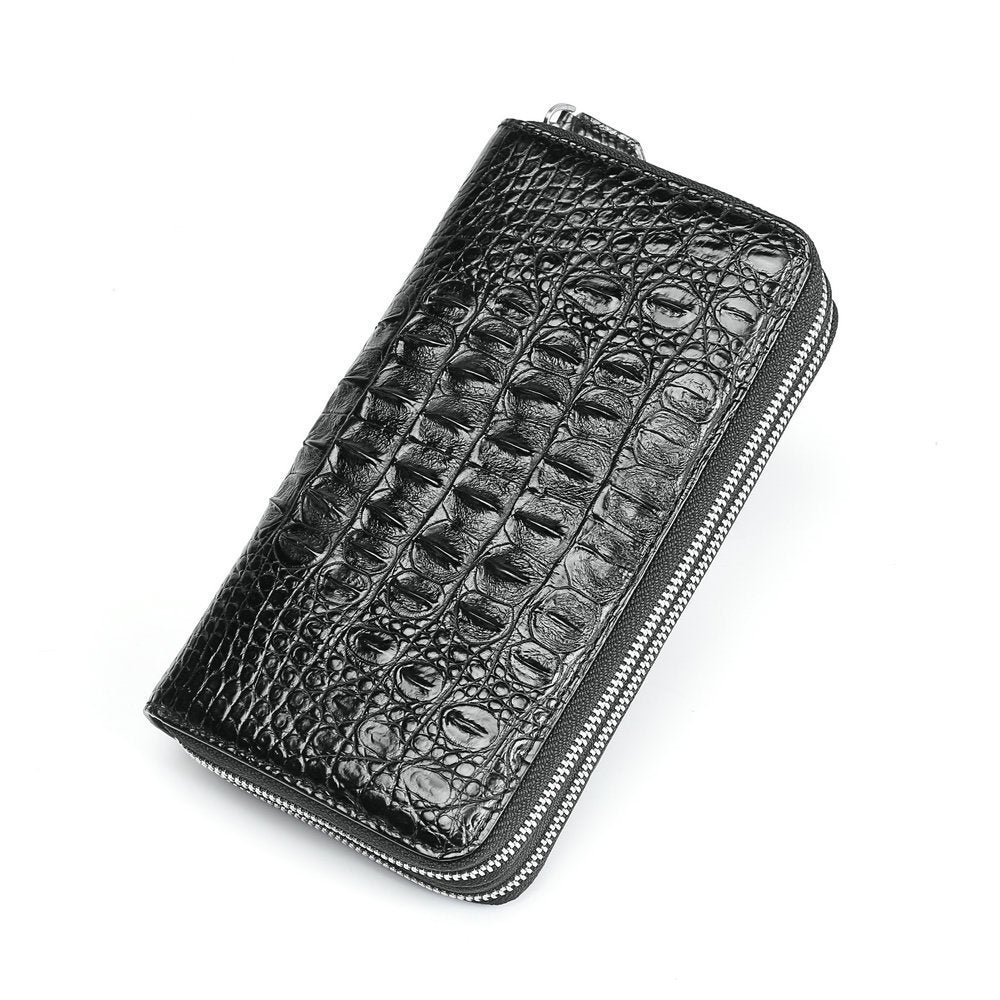 Men's Zipper Clutch Siamese Crocodile Fish Skin Men's Handbags