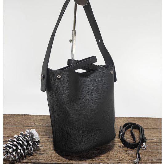 Women's Leather Large Capacity High-grade Top Layer Bucket Bags