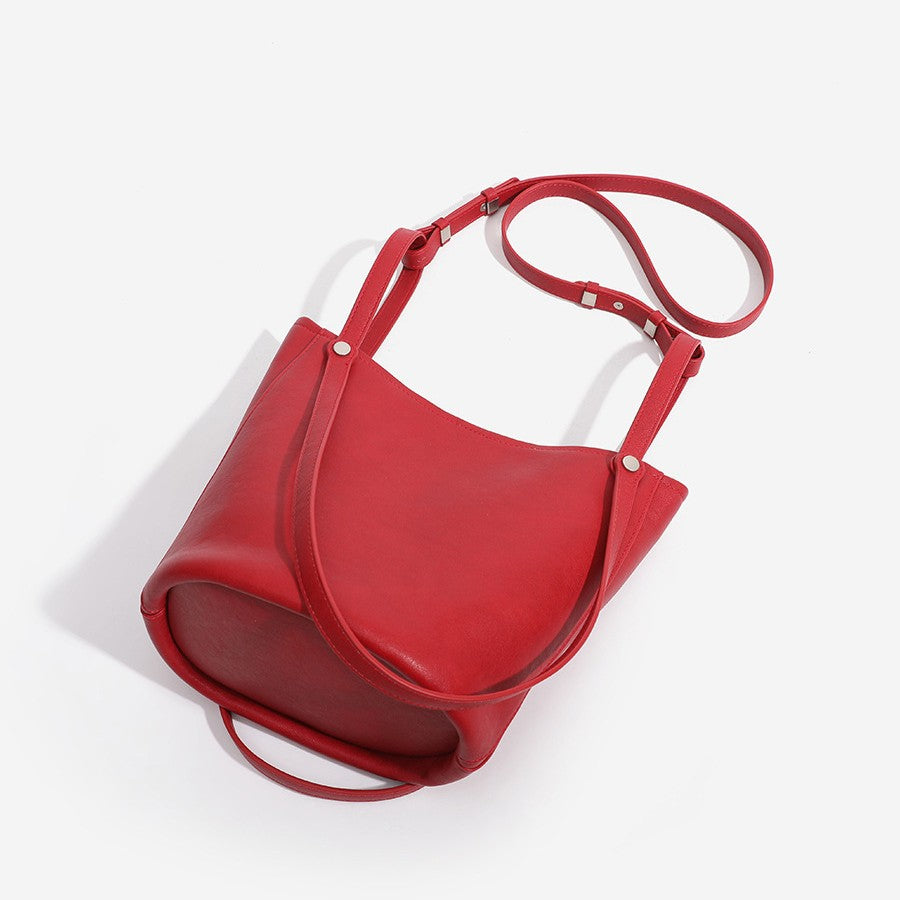 Women's High-grade Red Bridal Wedding Commuter Bucket Bags