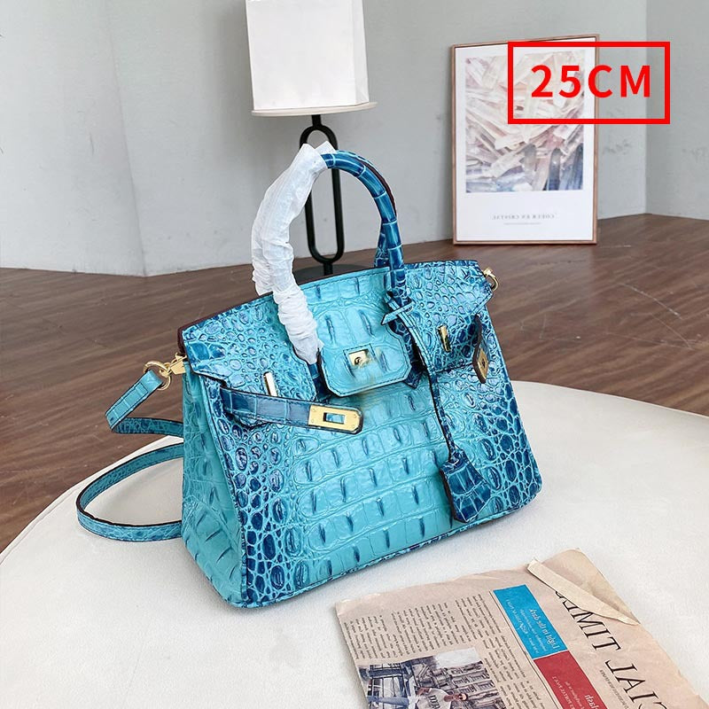 Women's Genuine Leather Crocodile Bone Cowhide Fashion Handbags