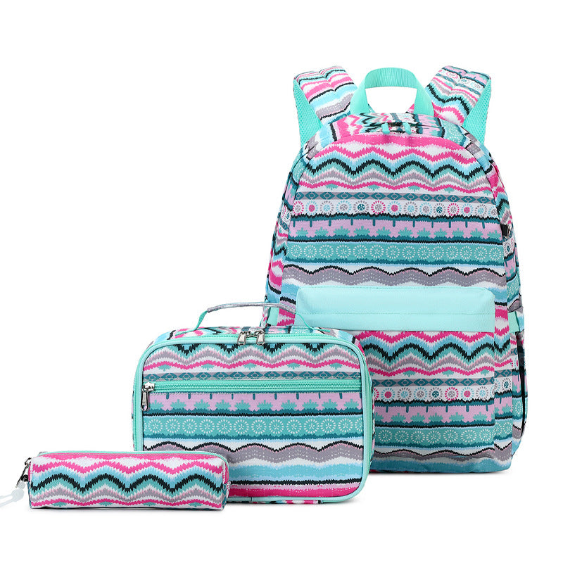 Style Three-piece Female High Striped Waterproof Bags