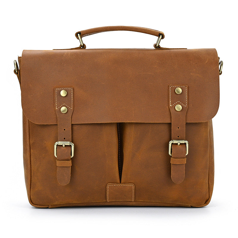 Leather Inch Computer Crazy Horse First Men's Briefcases