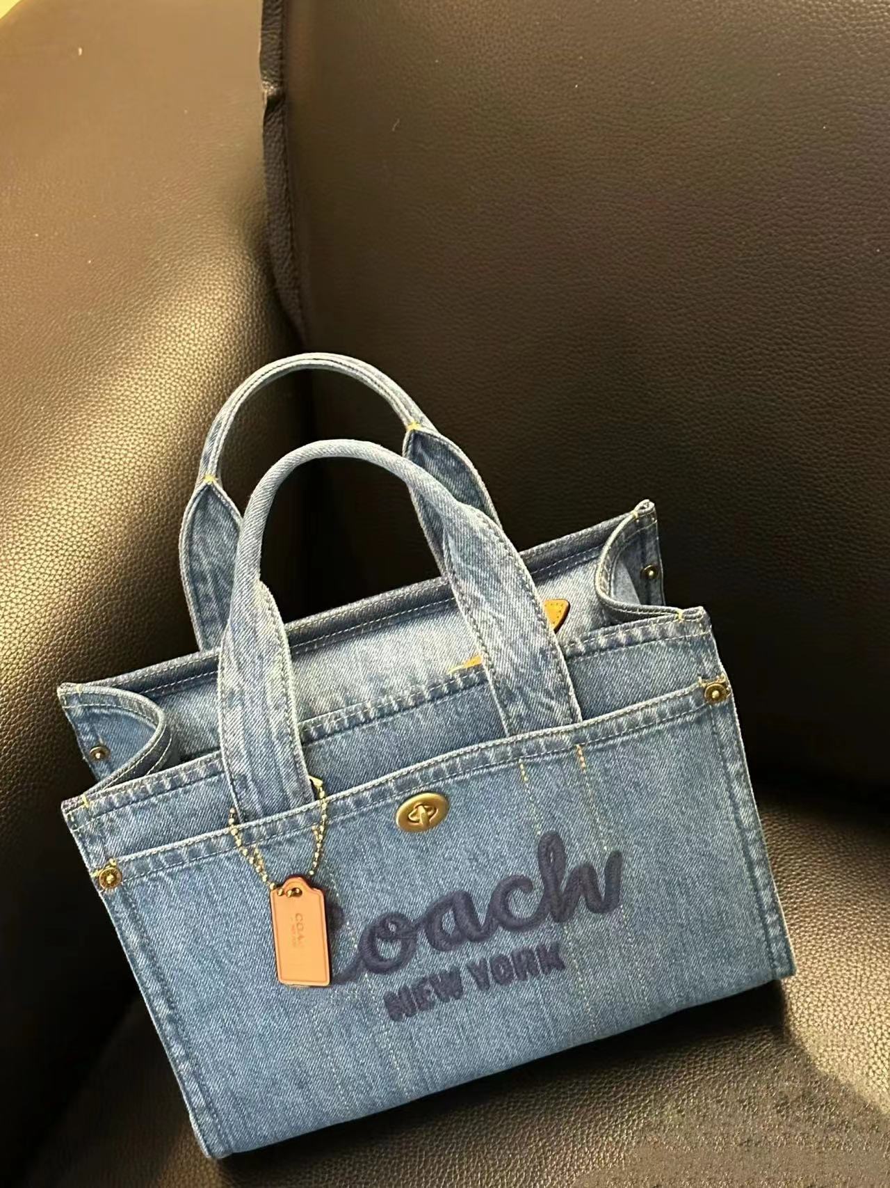 Washed Denim Canvas Portable Large Capacity Tote Bags