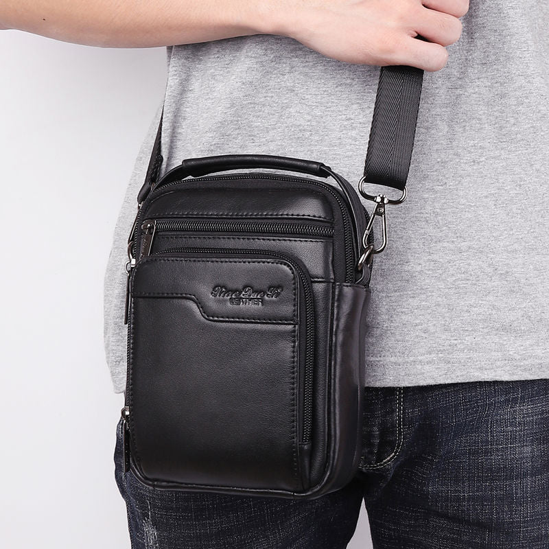Men's Leather Mini Cowhide Multifunctional Mobile Men's Messenger Bags