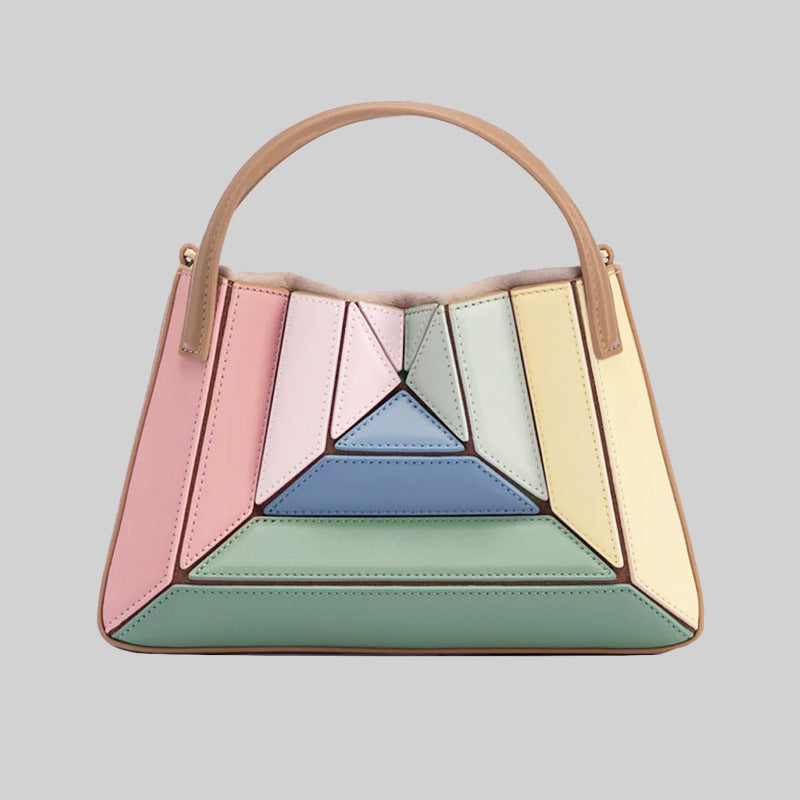 Color Dopamine Turkish Style Design Pleated Contrast Small Square Bags