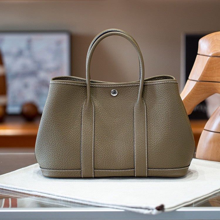 Women's Wax Line Leather Portable Large Capacity Handbags