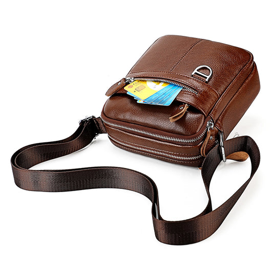 Men's Leather Retro First Layer Cowhide Boy Men's Shoulder Bags