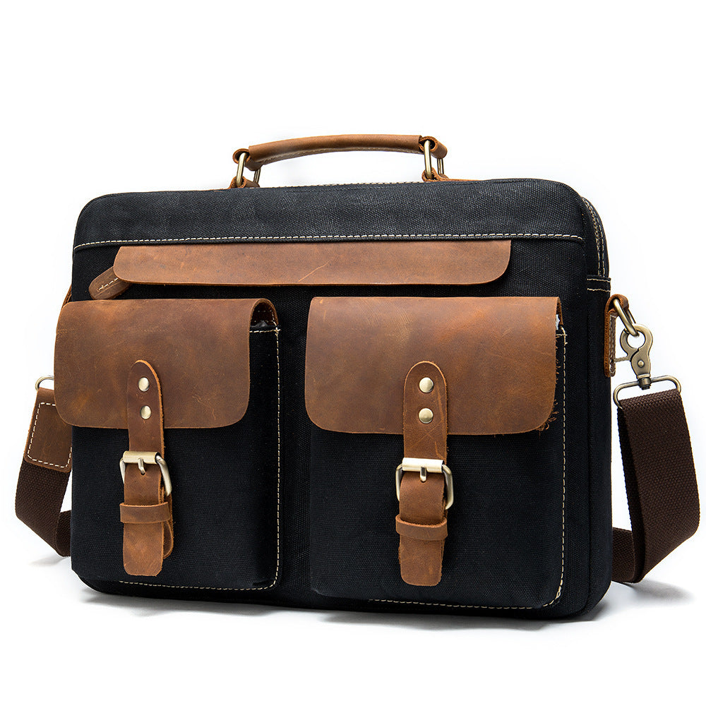 Men's Cowhide Cloth Vintage Business Inch Computer Men's Briefcases