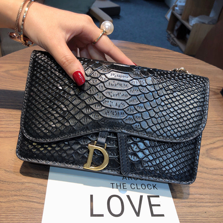Women's Genuine Leather Fashion Crocodile Pattern Chain Crossbody Bags