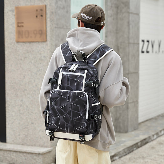 Men's High Thermal Transfer Flower Street Waterproof Backpacks