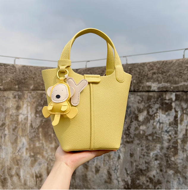 Women's Leather Niche Vegetable Basket Fashion Summer Bucket Bags