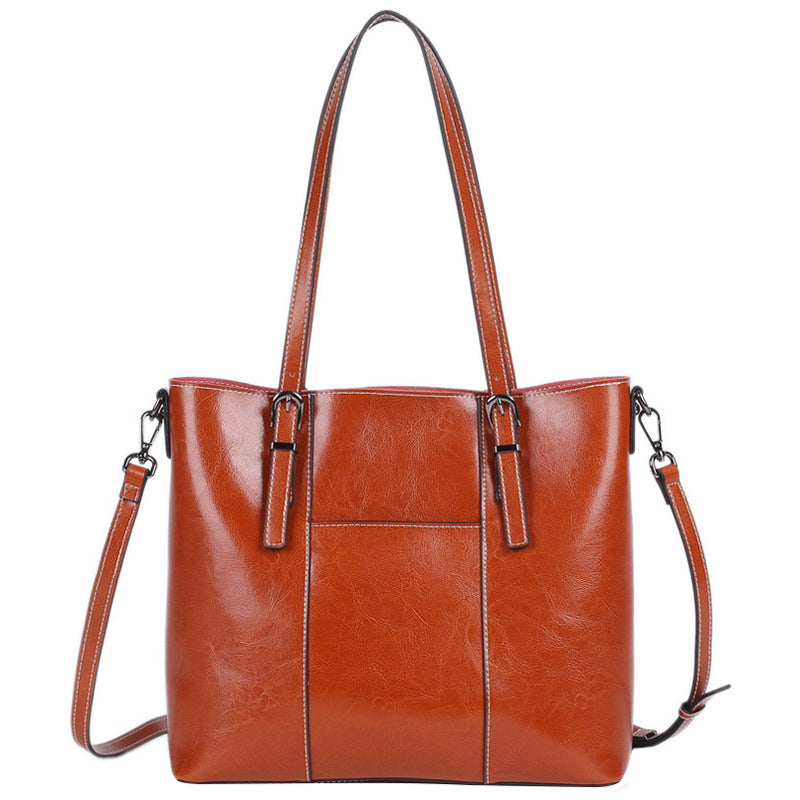 Women's Genuine Leather Large Retro Capacity Totes Shoulder Bags
