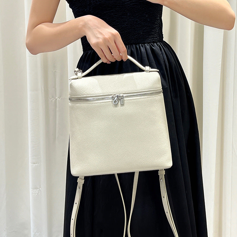 Women's Litchi Grain First Layer Cowhide Lunch Backpacks