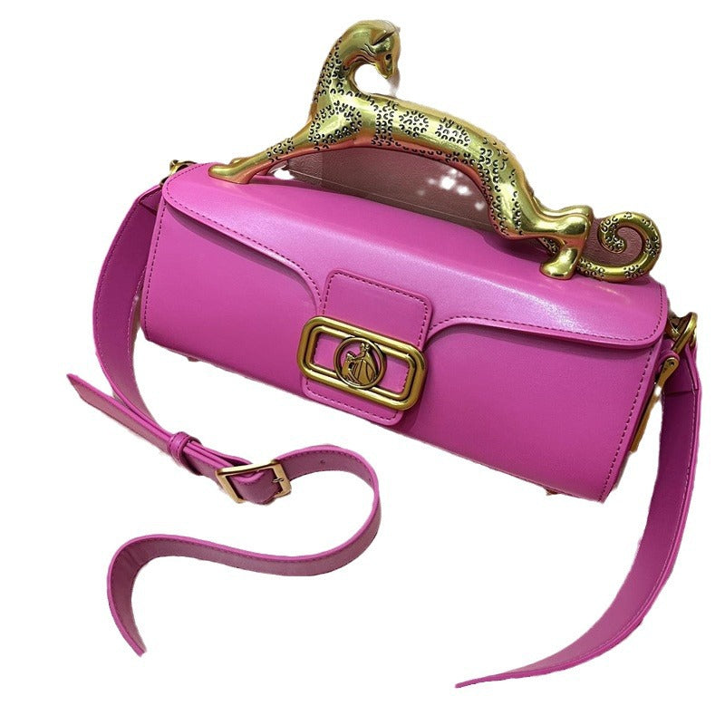 Women's High Quality Cowhide Leopard Metal High-grade Crossbody Bags