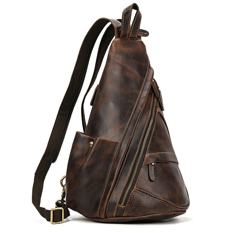 Men's Crazy Horse Leather Retro Top Layer Men's Chest Bags