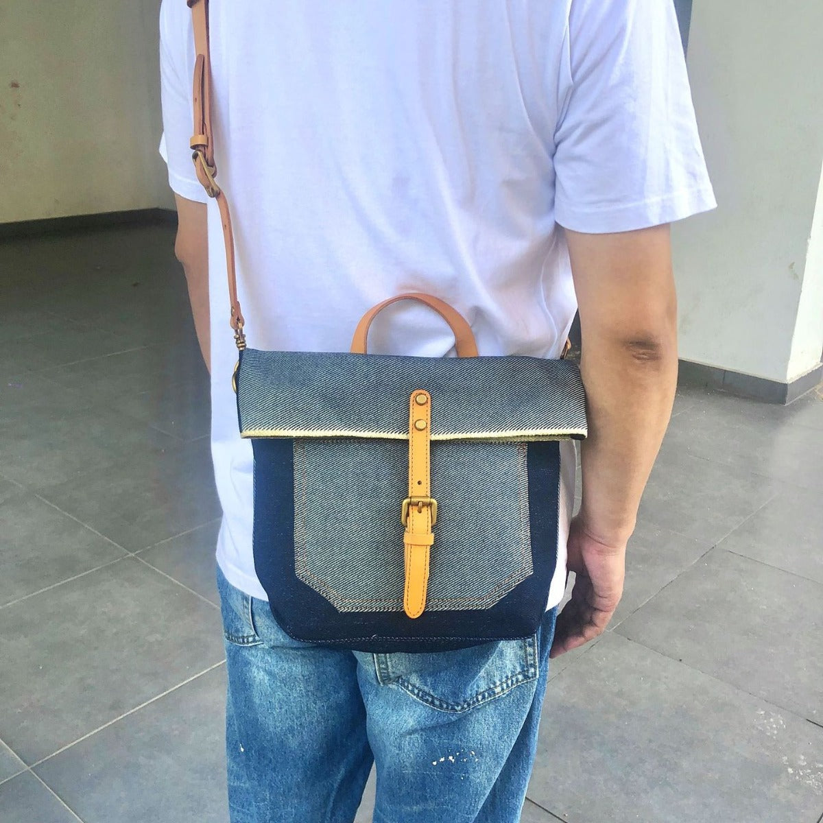 Women's & Men's & Heavy Red Ear Denim Jean Men's Messenger Bags