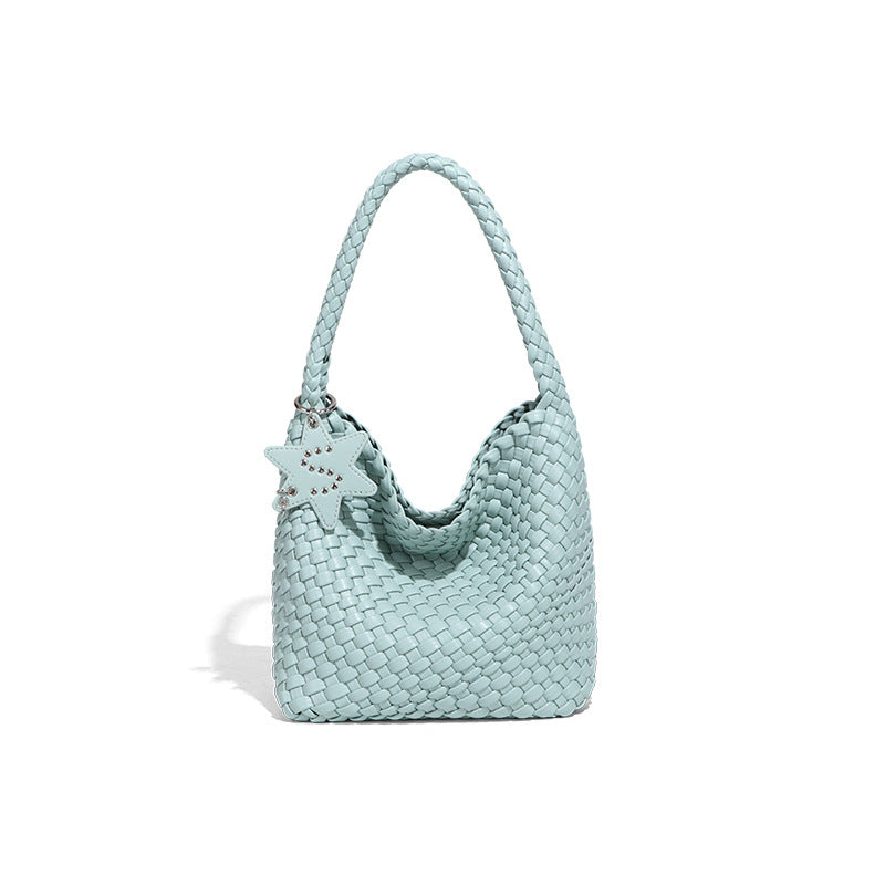 Women's Live Broadcast Champagne Gold Woven Large Shoulder Bags