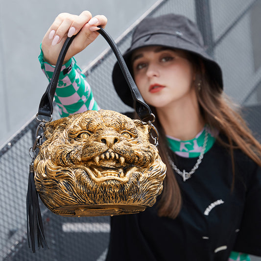 Women's Halloween Personalized Three-dimensional Tiger Head Boys Crossbody Bags