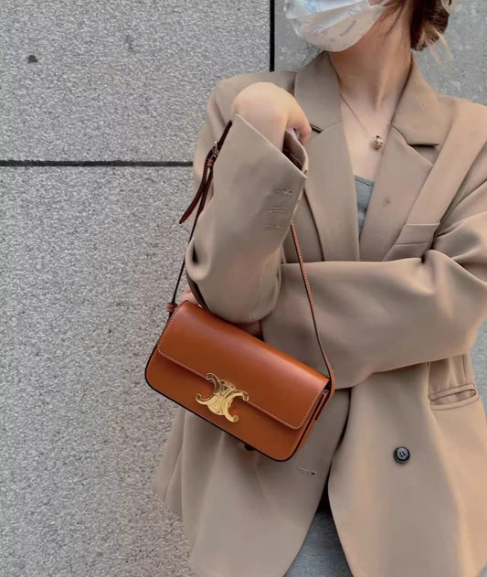 Women's Arc Genuine Leather Presbyopic Underarm Baguette Armpit Bags
