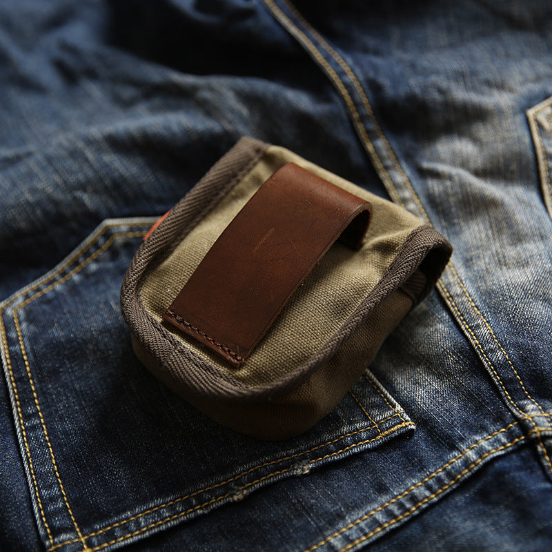 Men's Vintage Oil Wax Canvas Cigarette For Men's Waist Packs