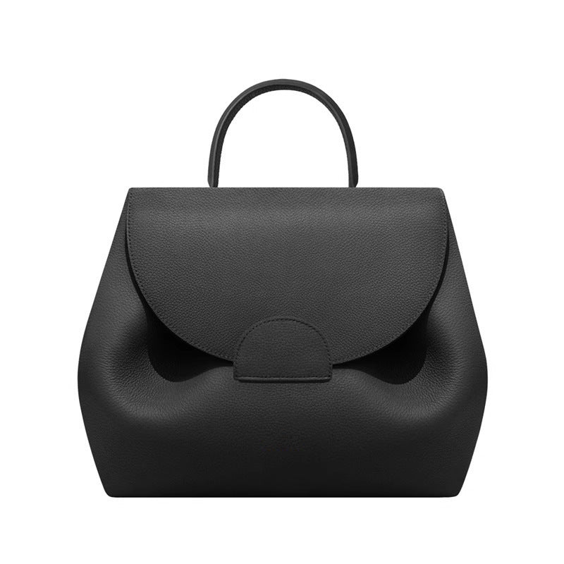 French Design Camel Lychee Cowhide Stitching Bags