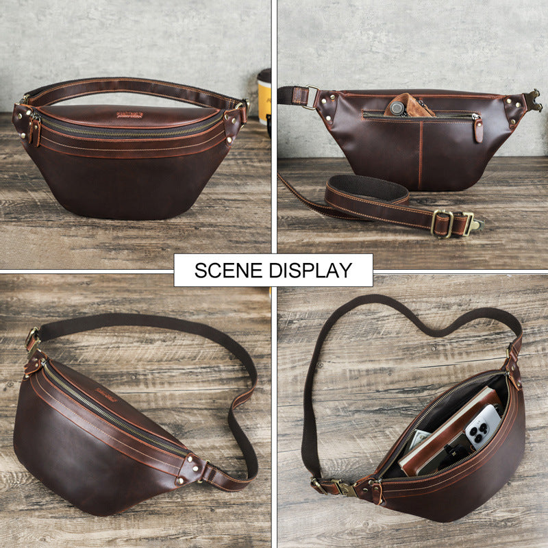 Men's Retro Crazy Horse Leather Large Capacity Bags