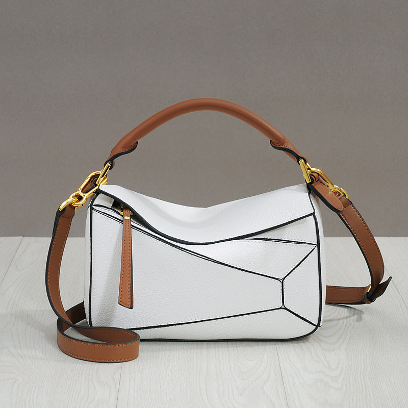 Women's Genuine Leather Geometric Size Rhombus Hand Crossbody Bags