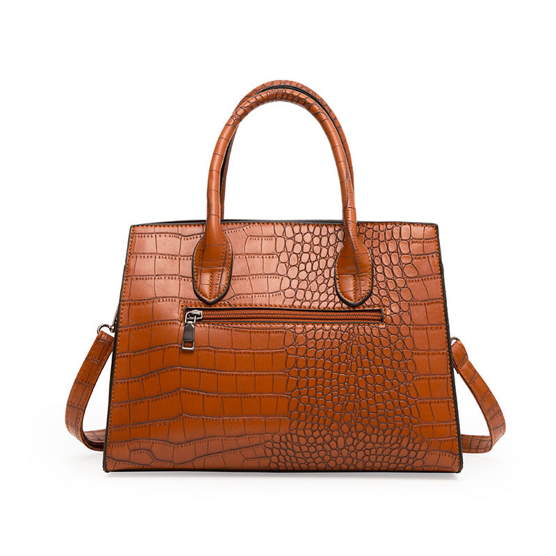 Women's Vintage Crocodile Pattern Three-piece Set Large Handbags