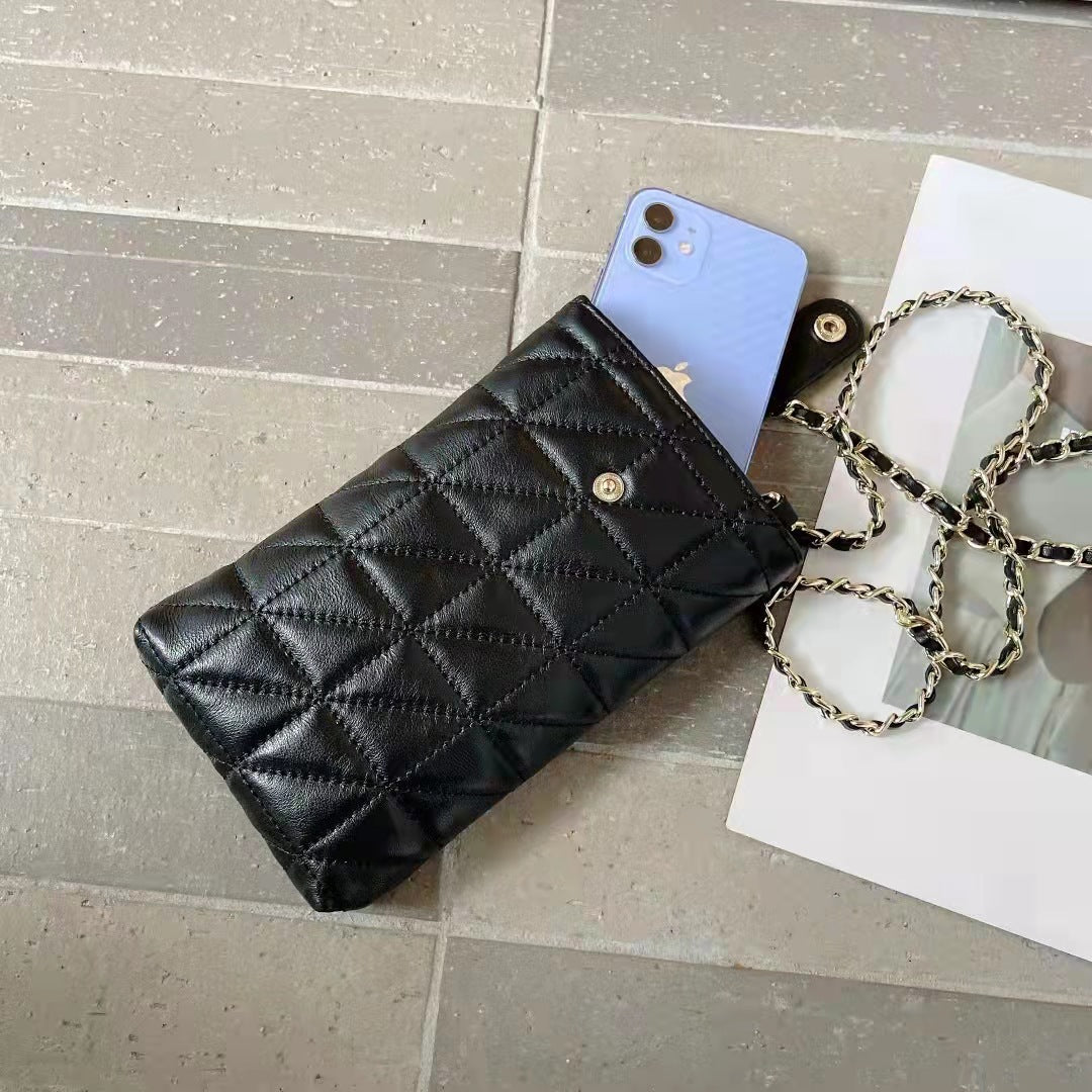 Women's Fashion Sheepskin Diamond Embroidery Thread Chain Bags