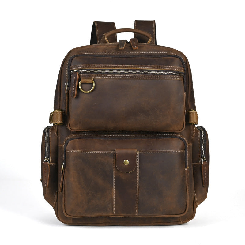 Men's Crazy Horse Leather Large Capacity Retro Backpacks