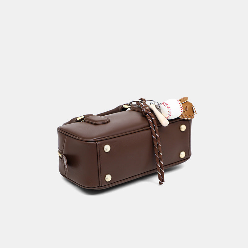 Women's Creative Summer Genuine Leather Bowling Shoulder Bags
