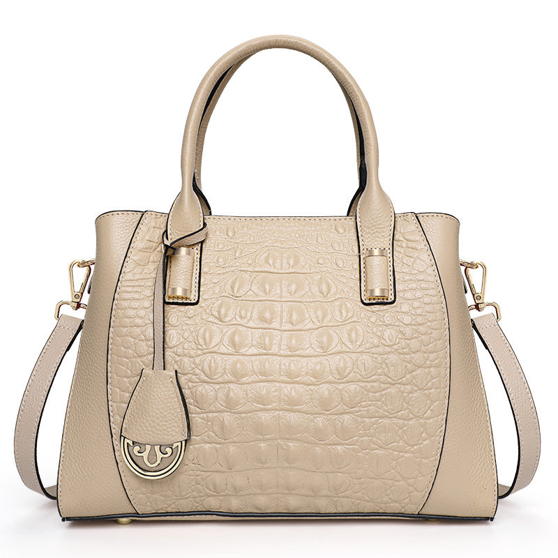 Women's Layer Cowhide Fashion Commuter Crocodile Pattern Handbags