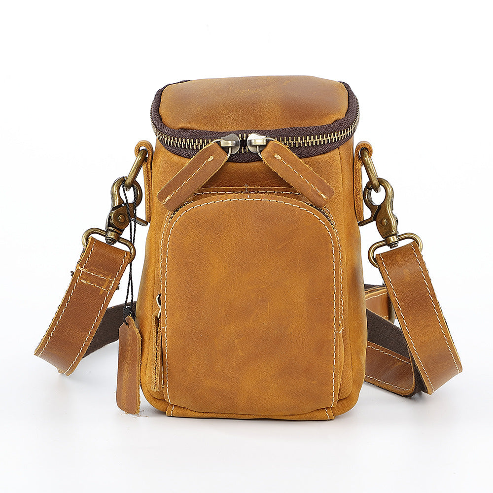 Men's Vintage Leather Mini Top Layer Hanging Men's Messenger Bags