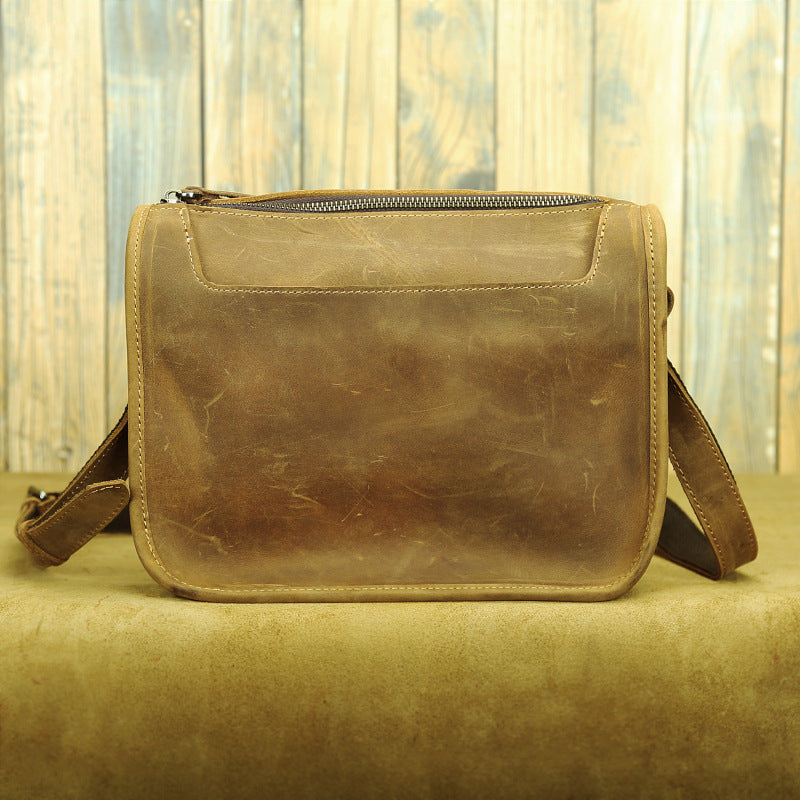 Women's & Men's Layer Cowhide Handmade Crazy Horse Leather Men's Shoulder Bags